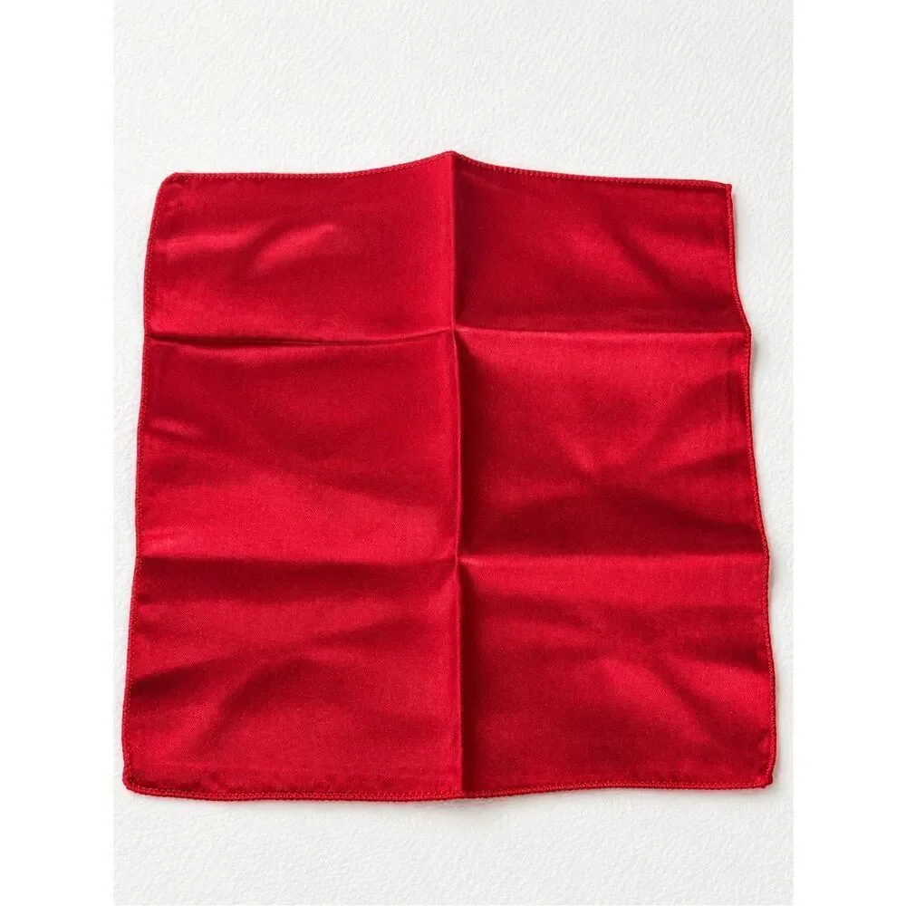 Red Satin Bow Tie Set Pocket Square Cuff Links Women’s Formal Prom Tuxedo Set